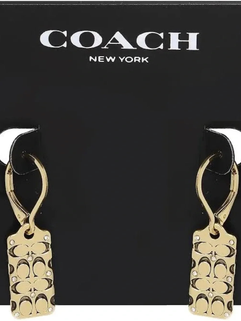 Coach Gold-Tone Signature Rectangle Drop Earrings